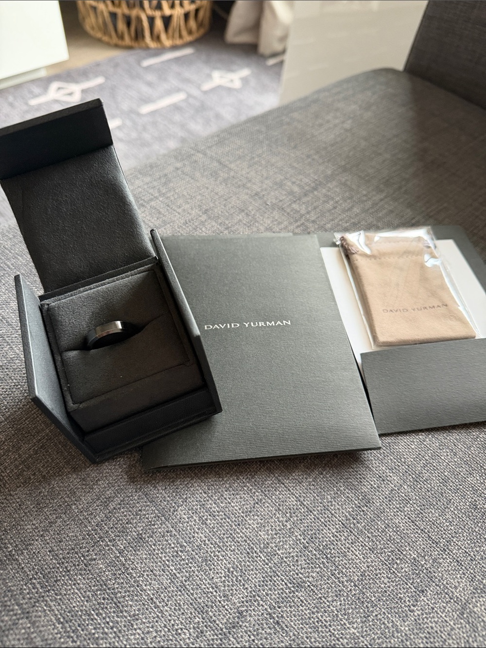 David Yurman Men's Black Titanium Band with Bevelled Edge